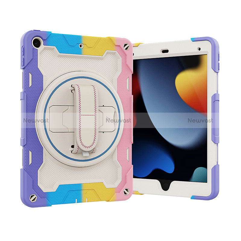 Silicone Matte Finish and Plastic Back Cover Case with Stand L03 for Apple iPad 10.2 (2020)