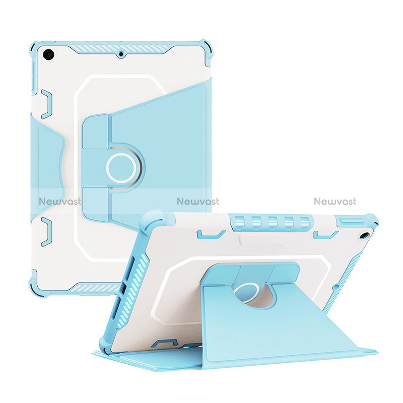 Silicone Matte Finish and Plastic Back Cover Case with Stand L04 for Apple iPad 10.2 (2020) Blue