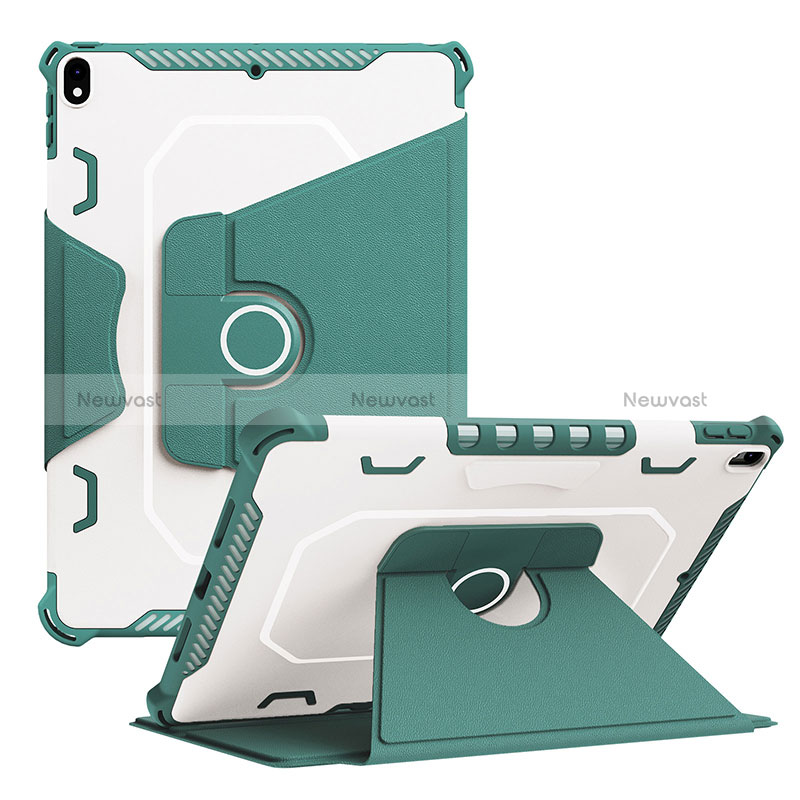 Silicone Matte Finish and Plastic Back Cover Case with Stand L04 for Apple iPad Air 3 Green