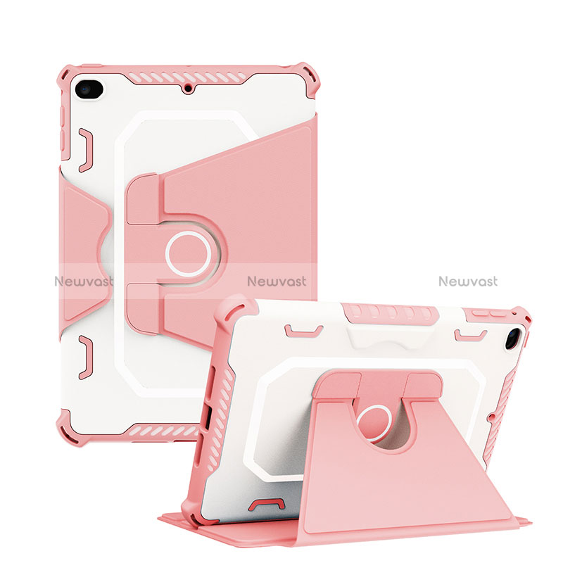 Silicone Matte Finish and Plastic Back Cover Case with Stand L04 for Apple iPad Mini 4 Pink