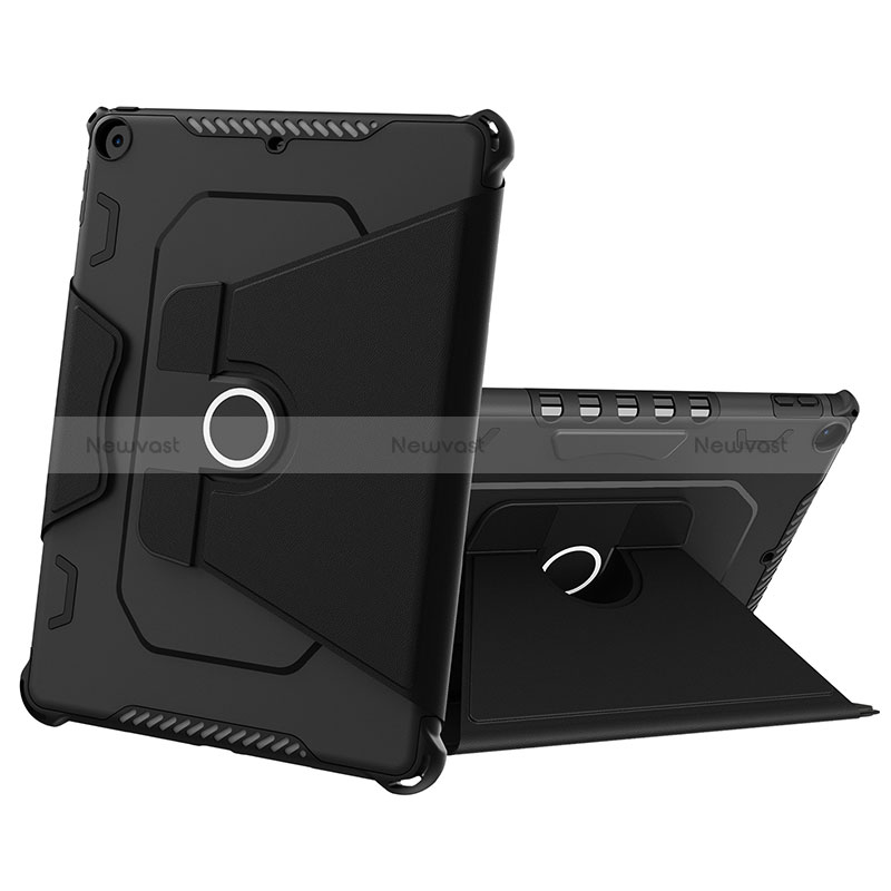 Silicone Matte Finish and Plastic Back Cover Case with Stand L04 for Apple New iPad 9.7 (2018) Black