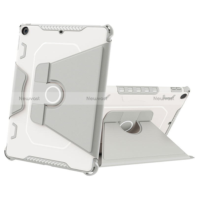 Silicone Matte Finish and Plastic Back Cover Case with Stand L04 for Apple New iPad 9.7 (2018) Gray