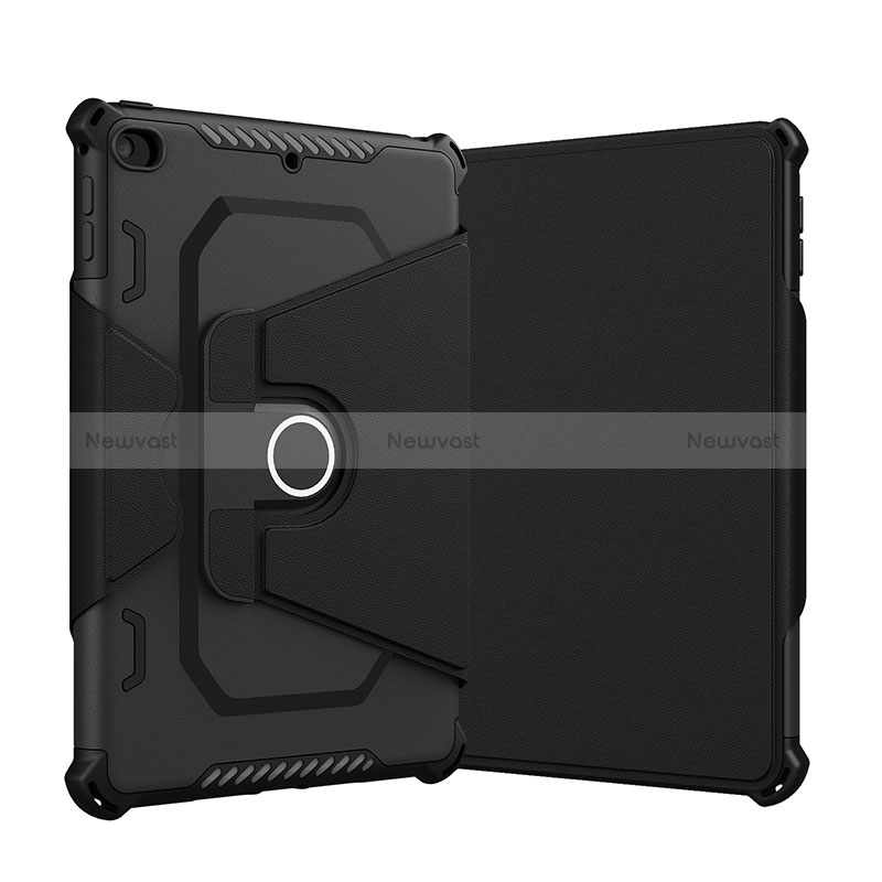 Silicone Matte Finish and Plastic Back Cover Case with Stand L05 for Apple iPad Mini 4 Black