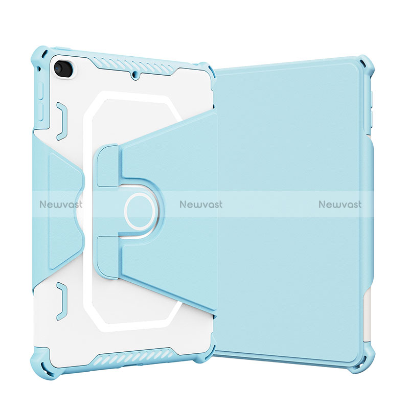 Silicone Matte Finish and Plastic Back Cover Case with Stand L05 for Apple iPad Mini 4 Blue