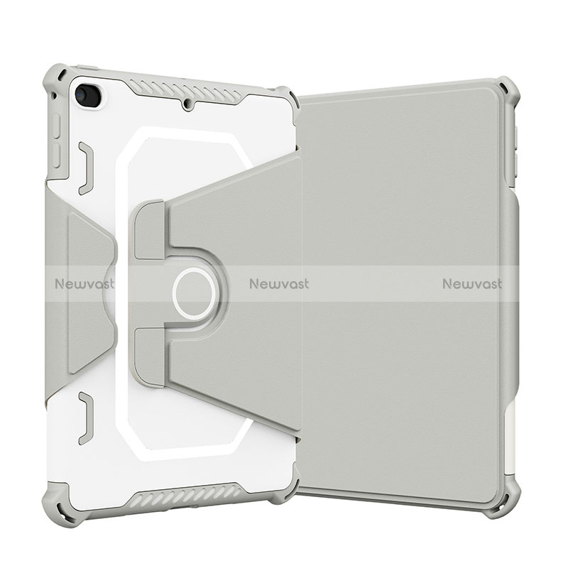 Silicone Matte Finish and Plastic Back Cover Case with Stand L05 for Apple iPad Mini 4 Gray