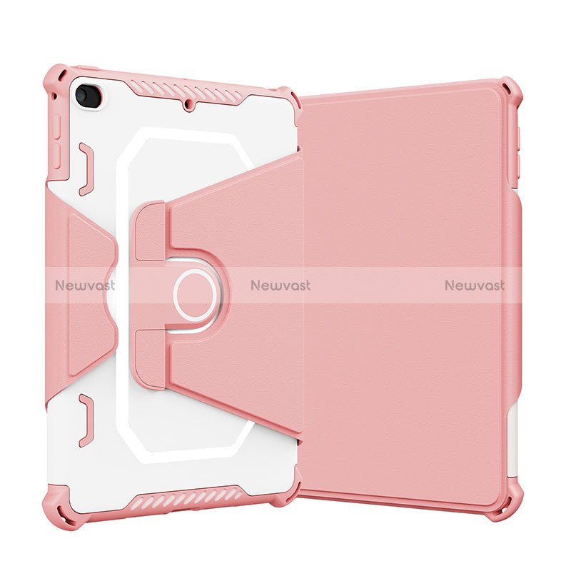 Silicone Matte Finish and Plastic Back Cover Case with Stand L05 for Apple iPad Mini 4 Pink