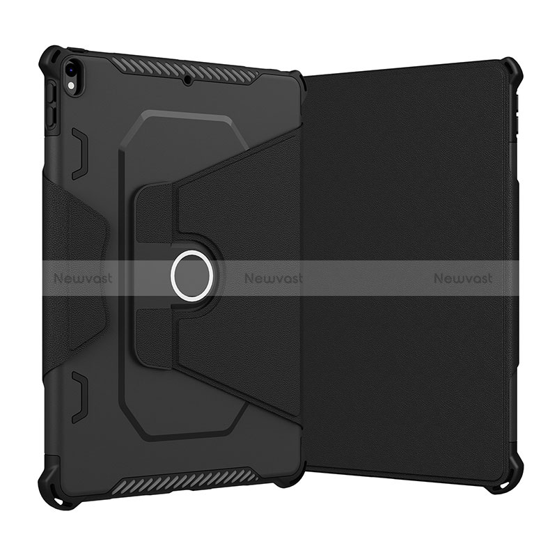 Silicone Matte Finish and Plastic Back Cover Case with Stand L05 for Apple iPad Pro 10.5 Black