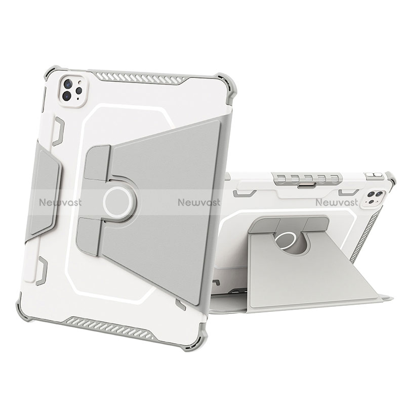 Silicone Matte Finish and Plastic Back Cover Case with Stand L05 for Apple iPad Pro 11 (2020) Gray