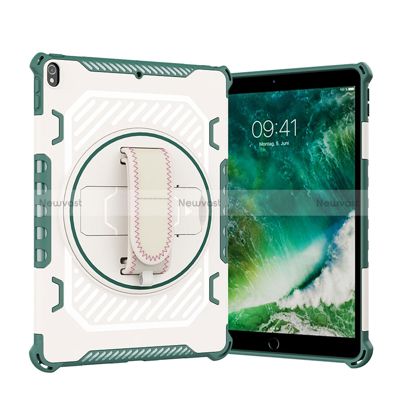 Silicone Matte Finish and Plastic Back Cover Case with Stand L07 for Apple iPad Pro 10.5 Green