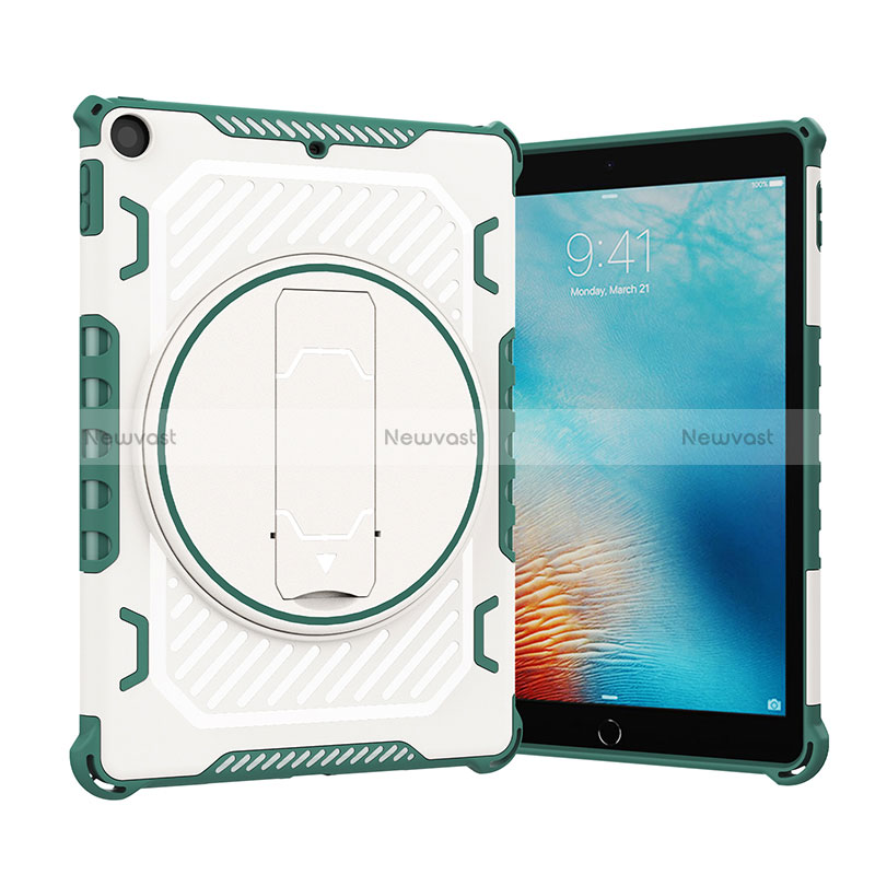 Silicone Matte Finish and Plastic Back Cover Case with Stand L09 for Apple New iPad 9.7 (2017) Green