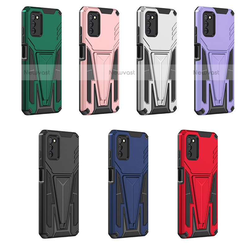 Silicone Matte Finish and Plastic Back Cover Case with Stand MQ1 for Samsung Galaxy A02s
