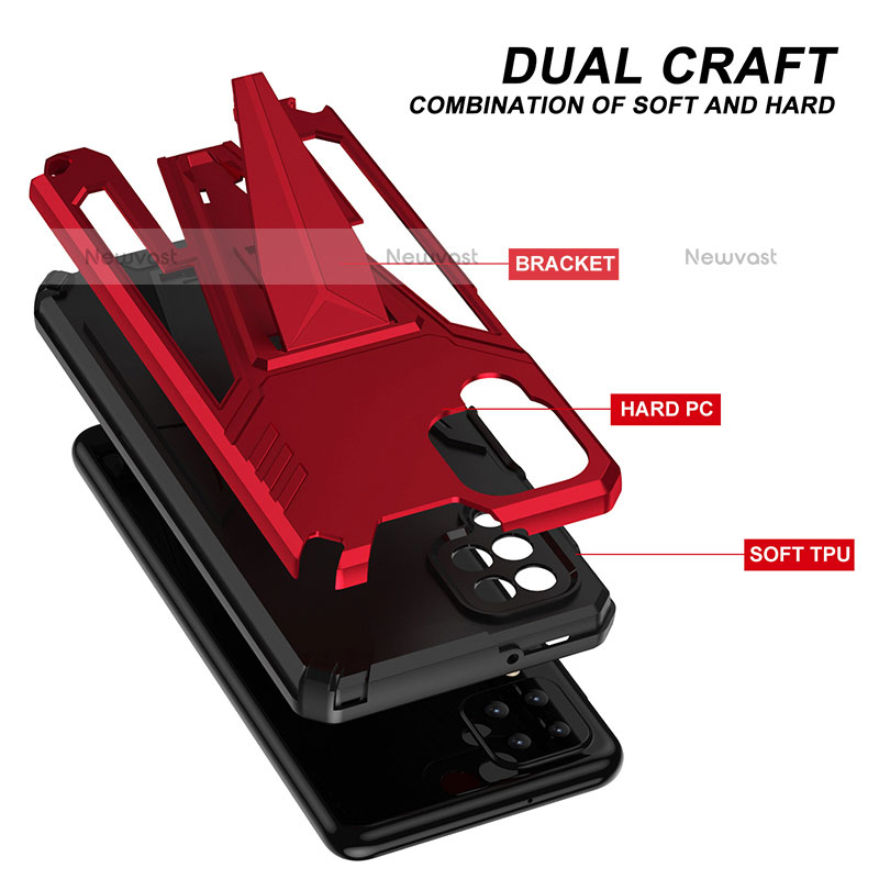 Silicone Matte Finish and Plastic Back Cover Case with Stand MQ1 for Samsung Galaxy A12