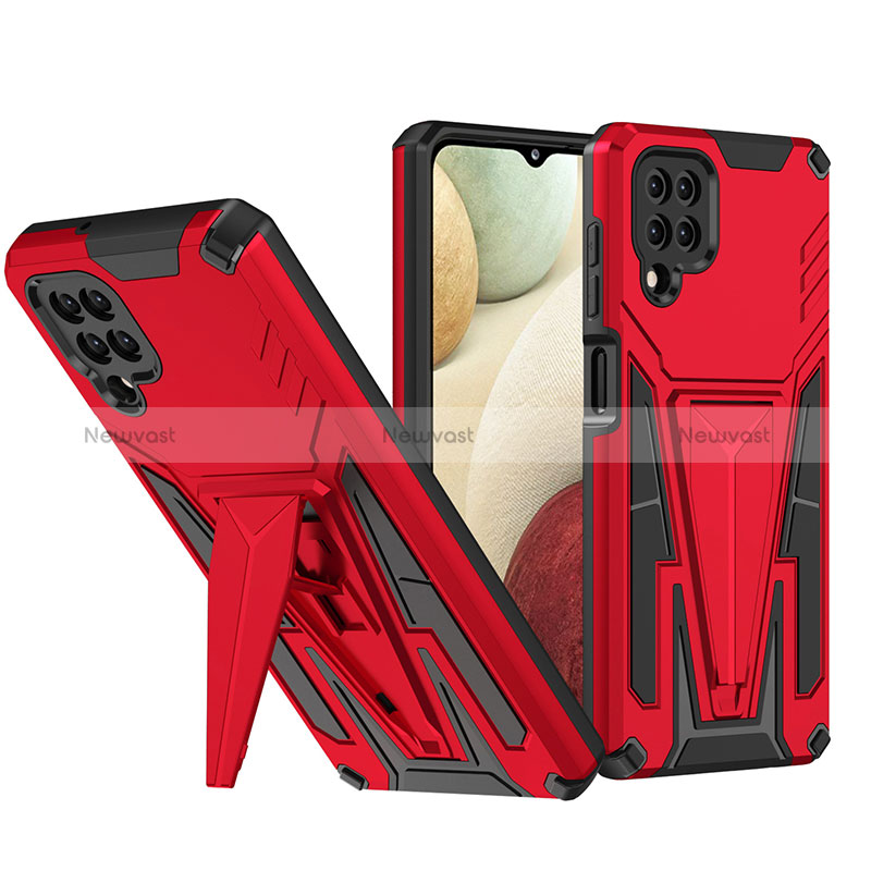 Silicone Matte Finish and Plastic Back Cover Case with Stand MQ1 for Samsung Galaxy A12 Nacho