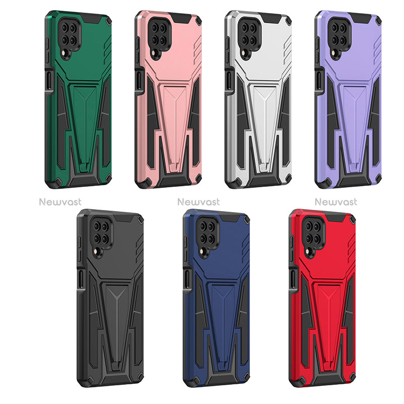 Silicone Matte Finish and Plastic Back Cover Case with Stand MQ1 for Samsung Galaxy A12 Nacho