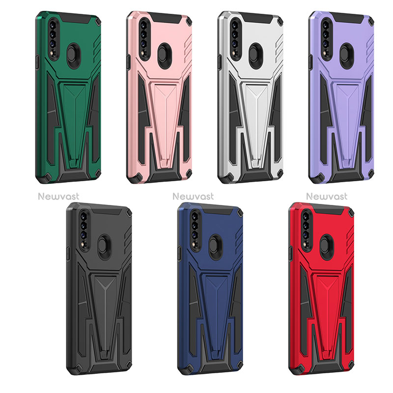 Silicone Matte Finish and Plastic Back Cover Case with Stand MQ1 for Samsung Galaxy A20s