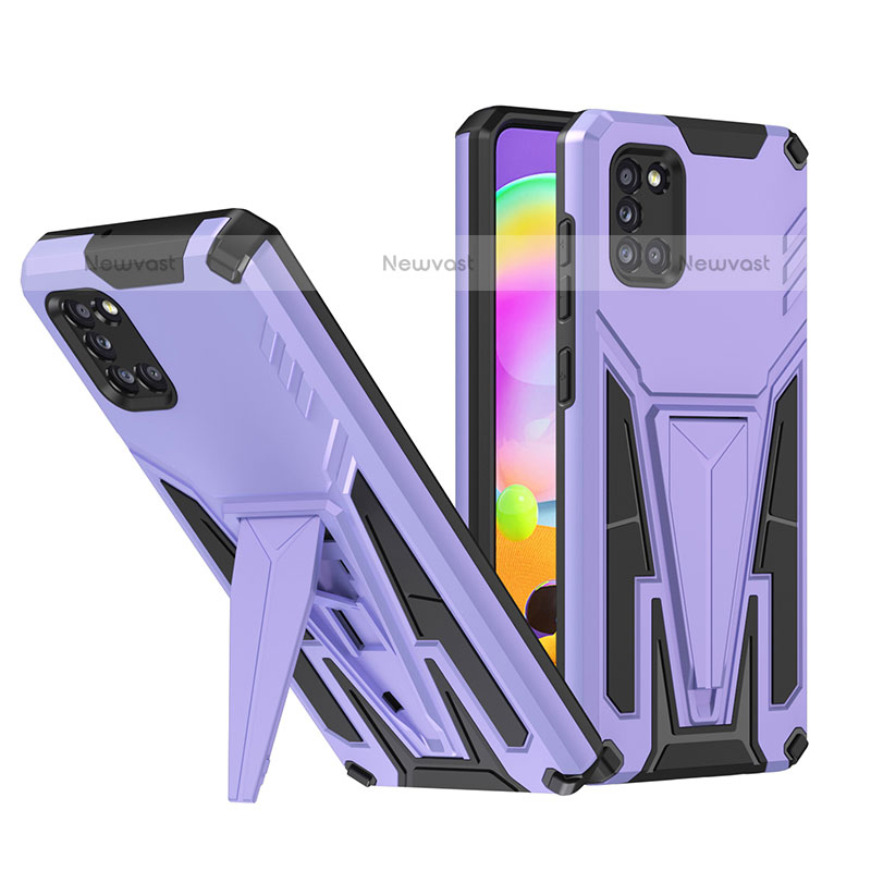 Silicone Matte Finish and Plastic Back Cover Case with Stand MQ1 for Samsung Galaxy A31