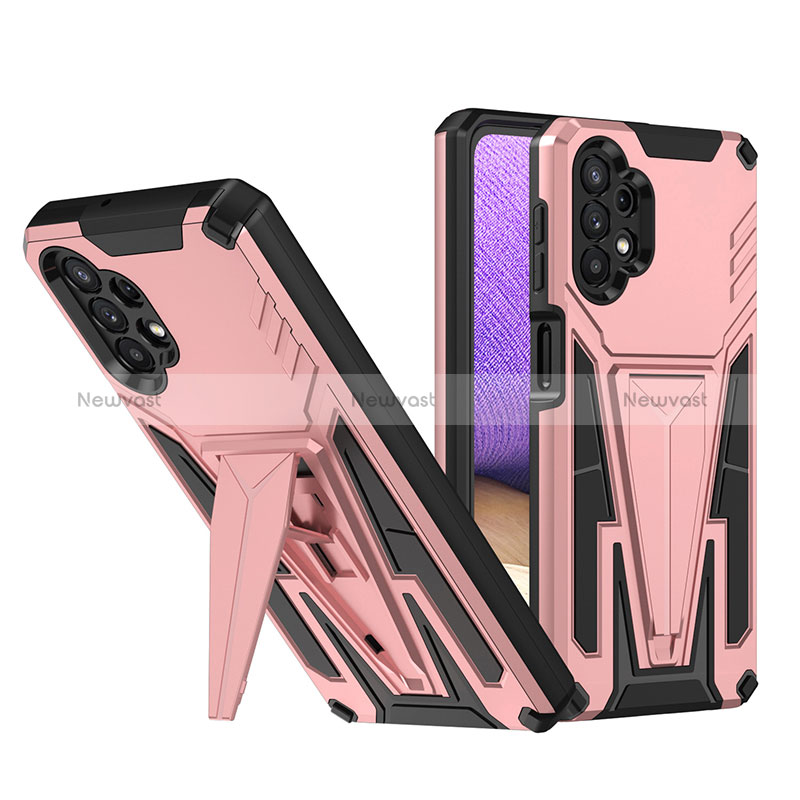 Silicone Matte Finish and Plastic Back Cover Case with Stand MQ1 for Samsung Galaxy A32 5G
