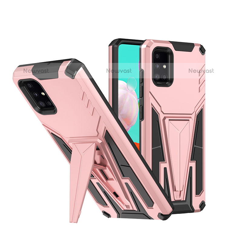 Silicone Matte Finish and Plastic Back Cover Case with Stand MQ1 for Samsung Galaxy A51 4G
