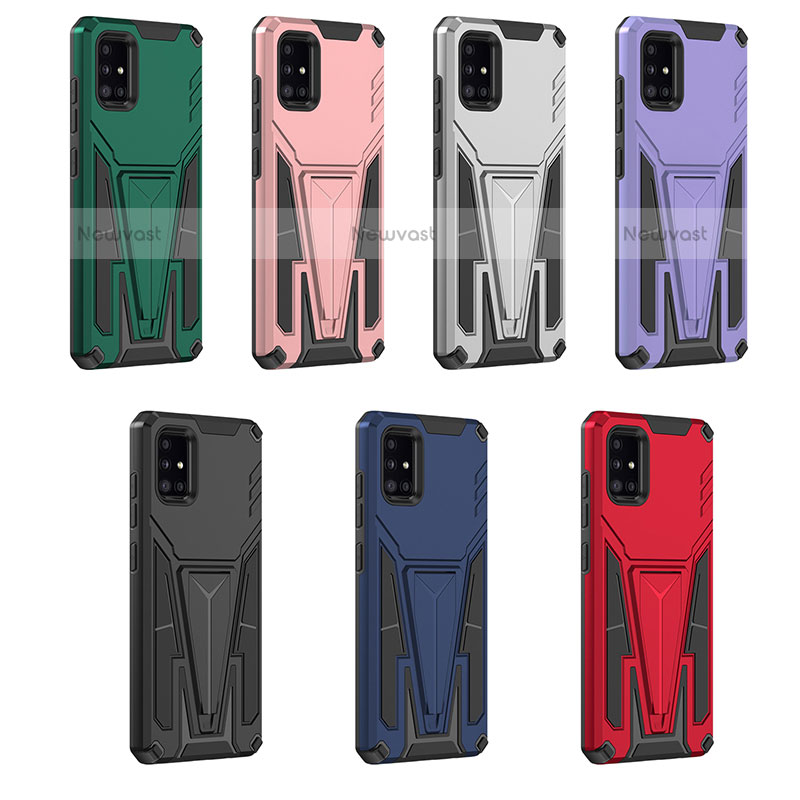 Silicone Matte Finish and Plastic Back Cover Case with Stand MQ1 for Samsung Galaxy A51 4G