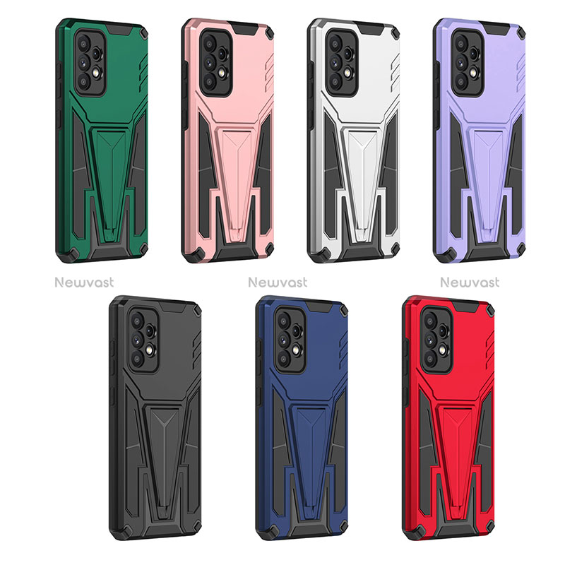 Silicone Matte Finish and Plastic Back Cover Case with Stand MQ1 for Samsung Galaxy A52 4G