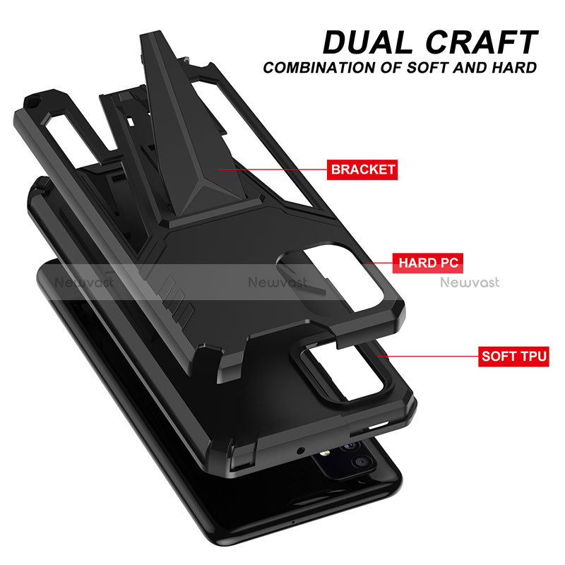 Silicone Matte Finish and Plastic Back Cover Case with Stand MQ1 for Samsung Galaxy A71 5G