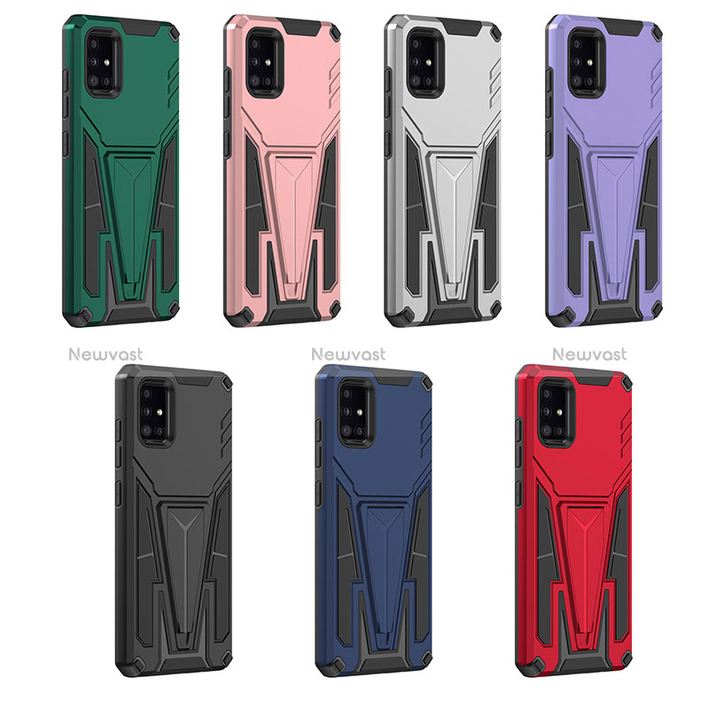 Silicone Matte Finish and Plastic Back Cover Case with Stand MQ1 for Samsung Galaxy A71 5G