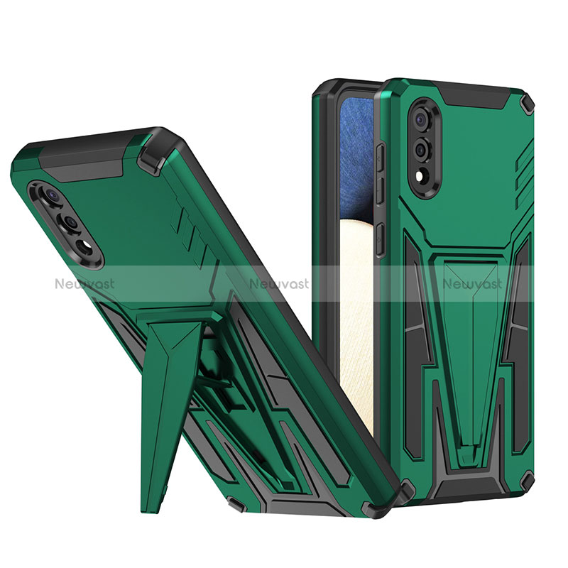 Silicone Matte Finish and Plastic Back Cover Case with Stand MQ1 for Samsung Galaxy M02