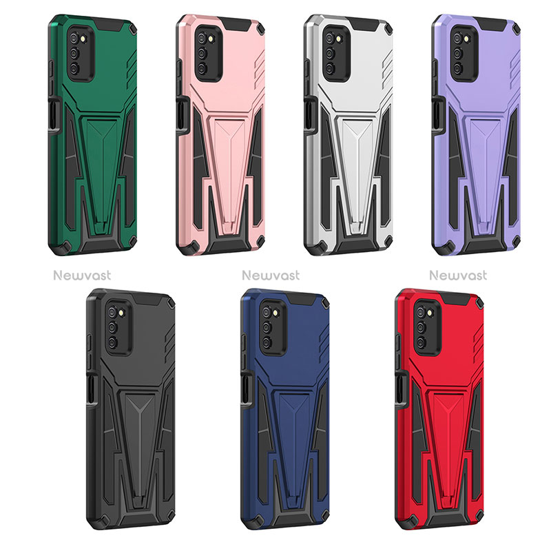 Silicone Matte Finish and Plastic Back Cover Case with Stand MQ1 for Samsung Galaxy M02s