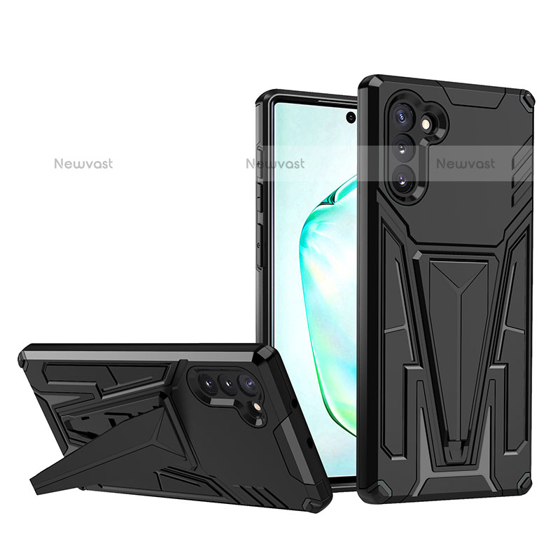Silicone Matte Finish and Plastic Back Cover Case with Stand MQ1 for Samsung Galaxy Note 10 5G