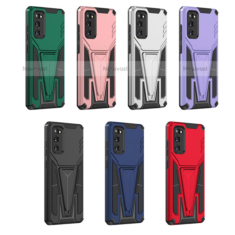 Silicone Matte Finish and Plastic Back Cover Case with Stand MQ1 for Samsung Galaxy S20