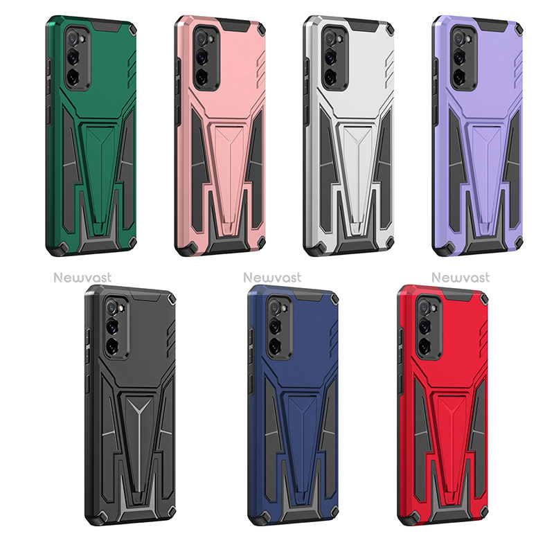 Silicone Matte Finish and Plastic Back Cover Case with Stand MQ1 for Samsung Galaxy S20 FE (2022) 5G
