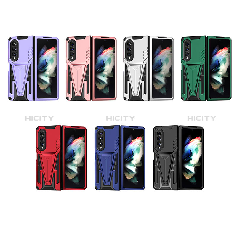 Silicone Matte Finish and Plastic Back Cover Case with Stand MQ1 for Samsung Galaxy Z Fold4 5G