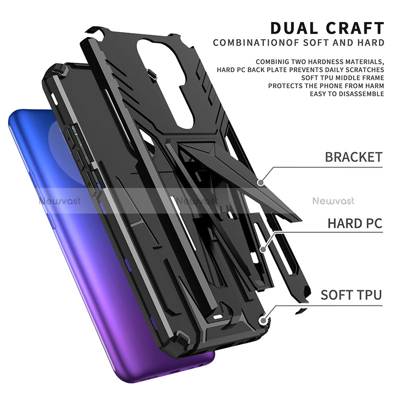 Silicone Matte Finish and Plastic Back Cover Case with Stand MQ1 for Xiaomi Redmi 9