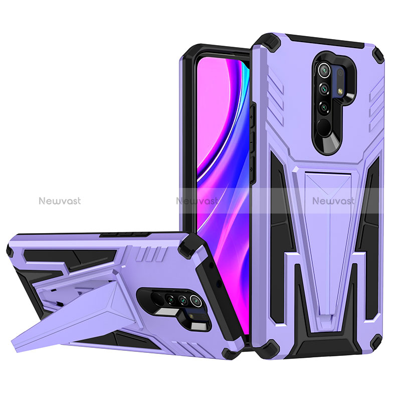 Silicone Matte Finish and Plastic Back Cover Case with Stand MQ1 for Xiaomi Redmi 9