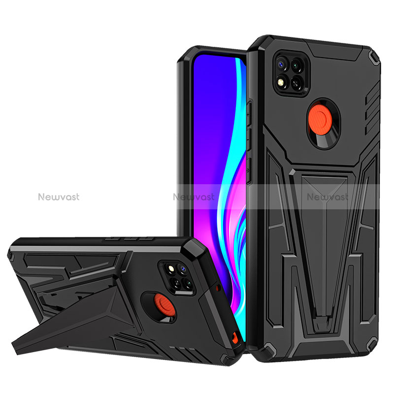 Silicone Matte Finish and Plastic Back Cover Case with Stand MQ1 for Xiaomi Redmi 9 India