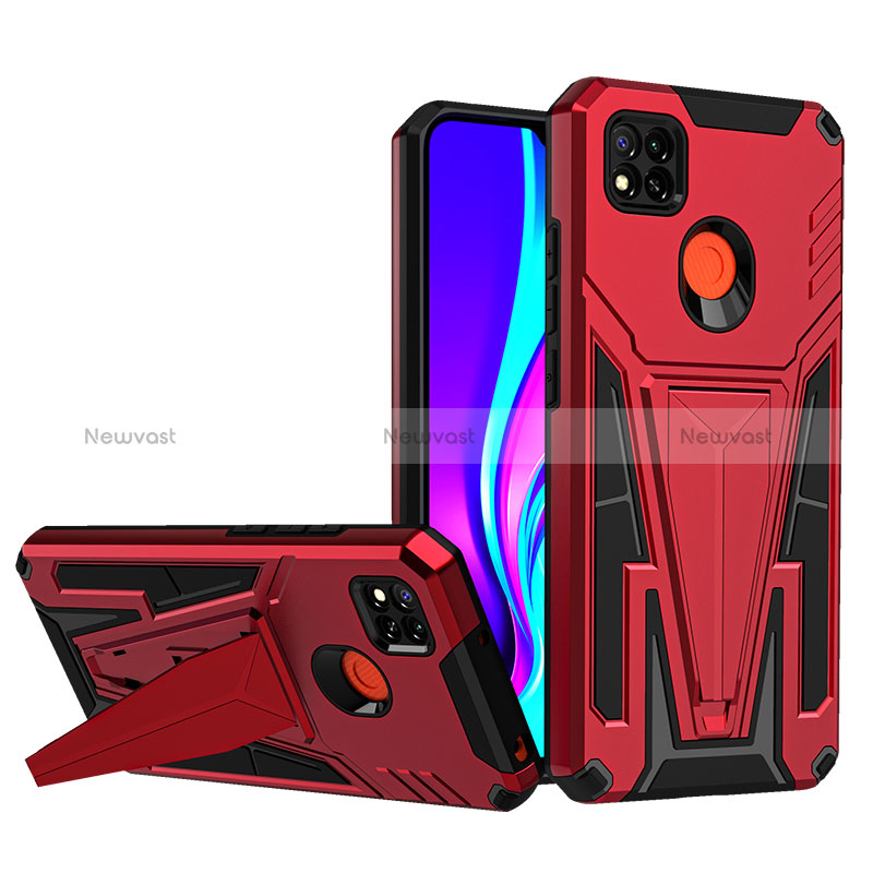 Silicone Matte Finish and Plastic Back Cover Case with Stand MQ1 for Xiaomi Redmi 9 India