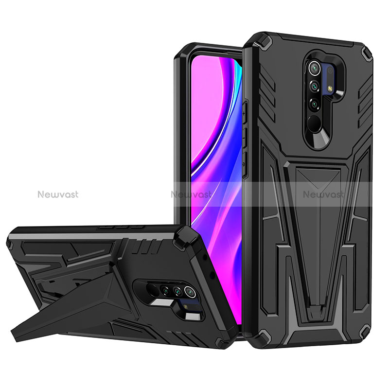 Silicone Matte Finish and Plastic Back Cover Case with Stand MQ1 for Xiaomi Redmi 9 Prime India