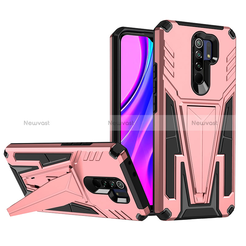 Silicone Matte Finish and Plastic Back Cover Case with Stand MQ1 for Xiaomi Redmi 9 Prime India