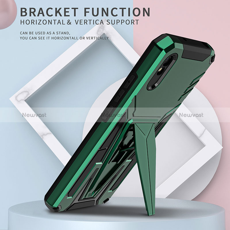 Silicone Matte Finish and Plastic Back Cover Case with Stand MQ1 for Xiaomi Redmi 9AT