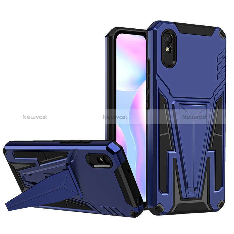 Silicone Matte Finish and Plastic Back Cover Case with Stand MQ1 for Xiaomi Redmi 9AT
