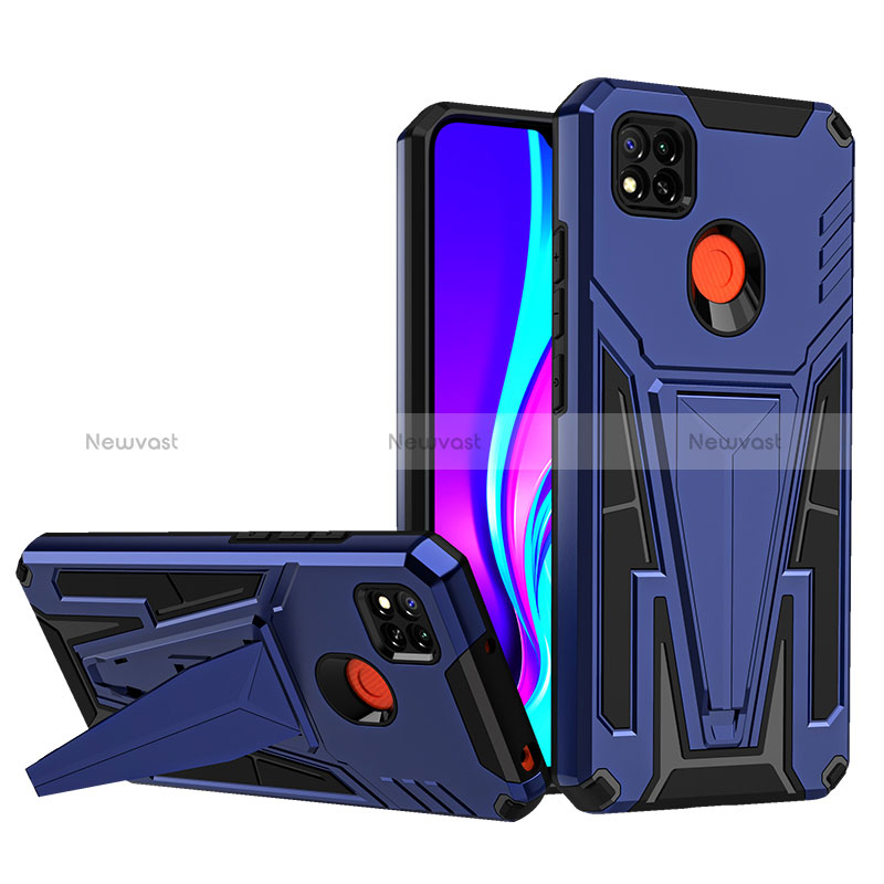 Silicone Matte Finish and Plastic Back Cover Case with Stand MQ1 for Xiaomi Redmi 9C