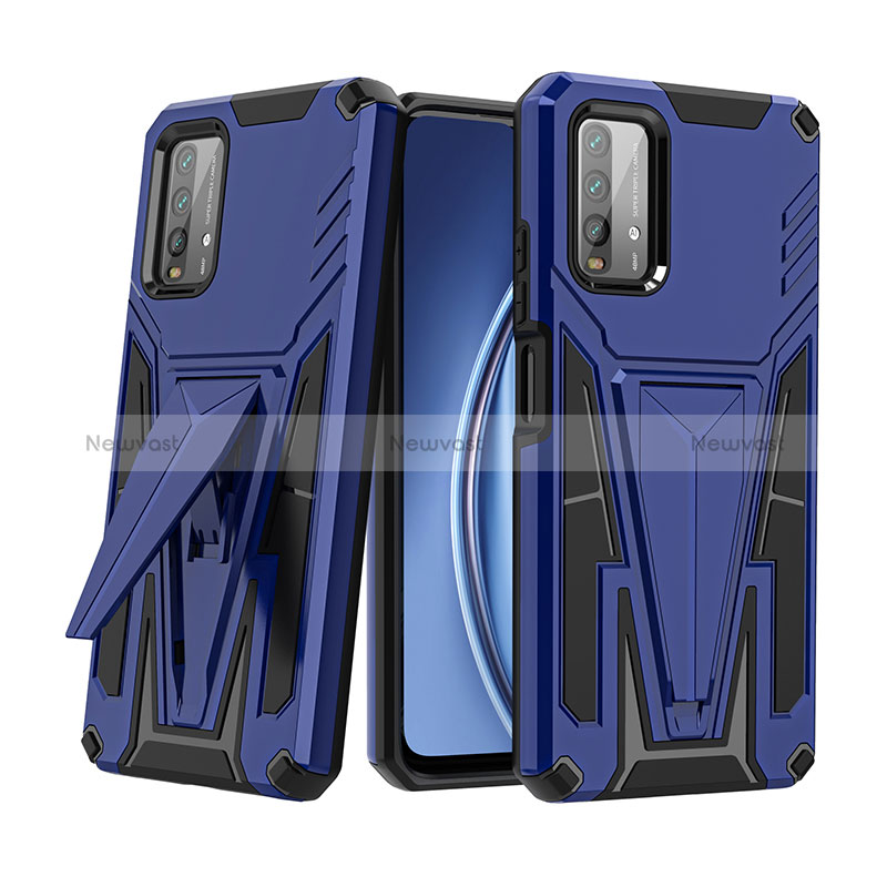 Silicone Matte Finish and Plastic Back Cover Case with Stand MQ1 for Xiaomi Redmi 9T 4G