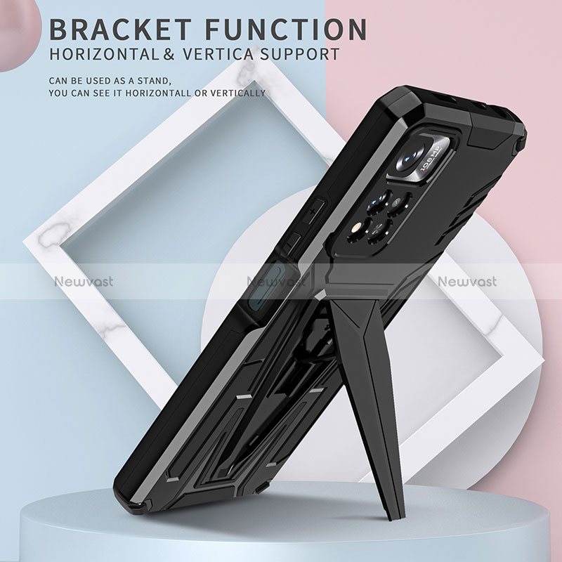 Silicone Matte Finish and Plastic Back Cover Case with Stand MQ1 for Xiaomi Redmi Note 11 Pro+ Plus 5G