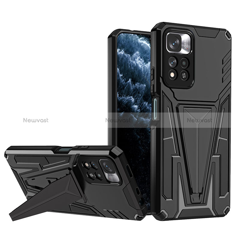 Silicone Matte Finish and Plastic Back Cover Case with Stand MQ1 for Xiaomi Redmi Note 11 Pro+ Plus 5G