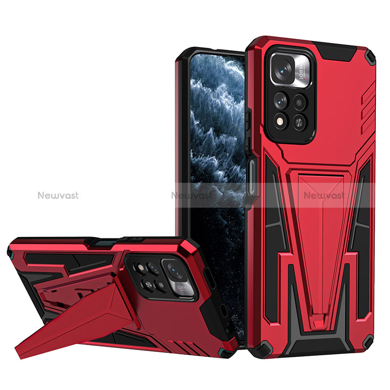 Silicone Matte Finish and Plastic Back Cover Case with Stand MQ1 for Xiaomi Redmi Note 11 Pro+ Plus 5G