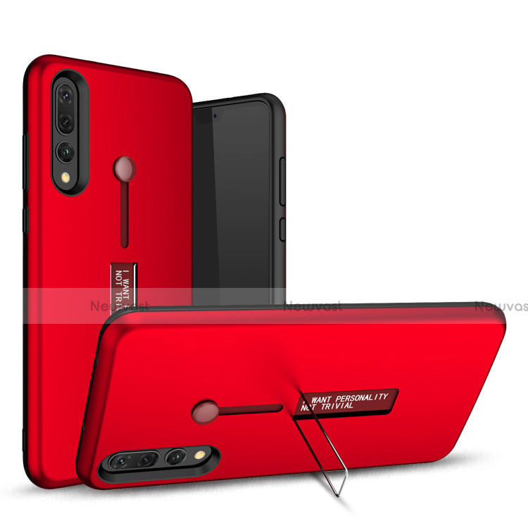 Silicone Matte Finish and Plastic Back Cover Case with Stand P01 for Huawei P20 Pro