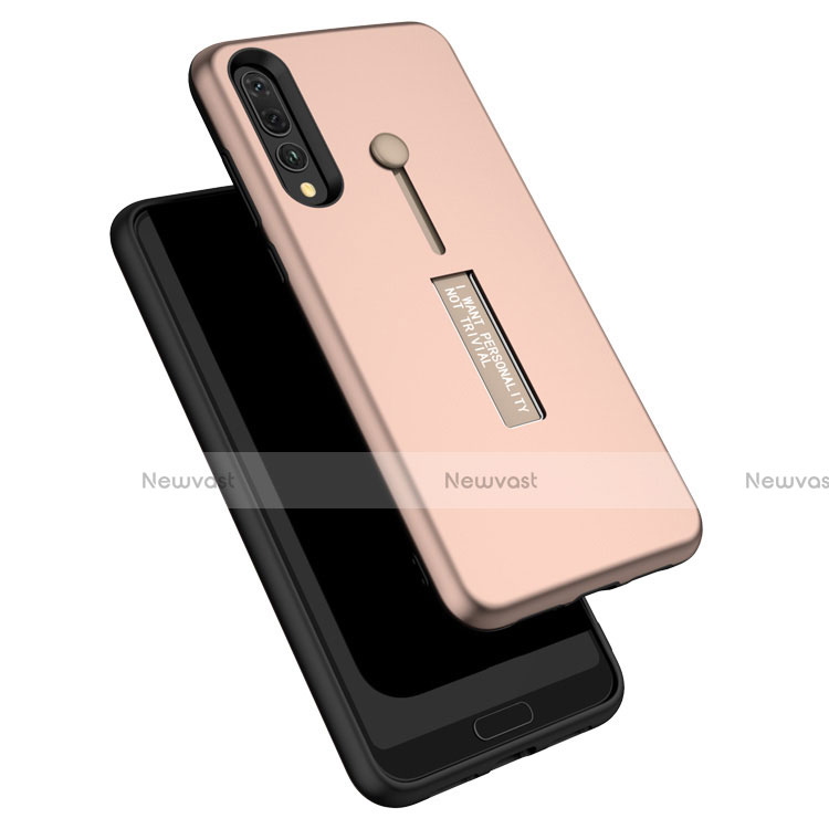 Silicone Matte Finish and Plastic Back Cover Case with Stand P01 for Huawei P20 Pro