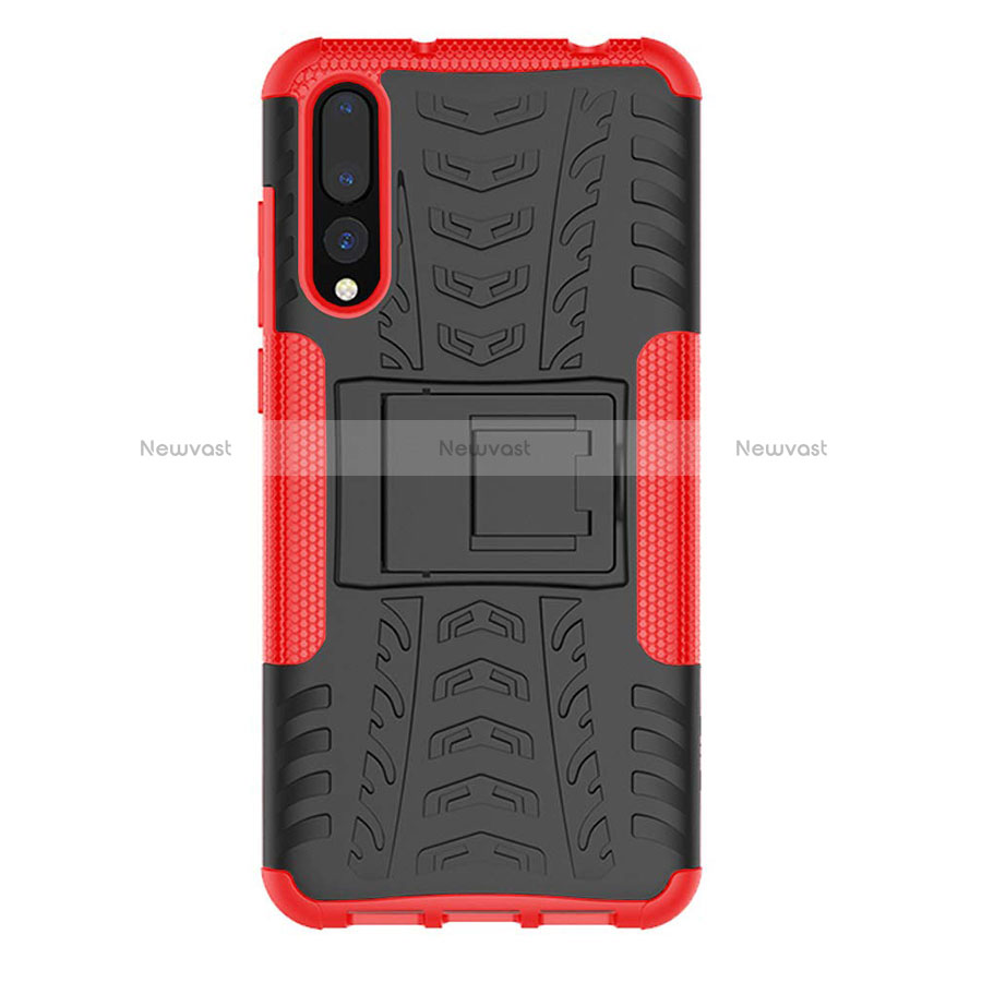 Silicone Matte Finish and Plastic Back Cover Case with Stand P02 for Huawei P20 Pro