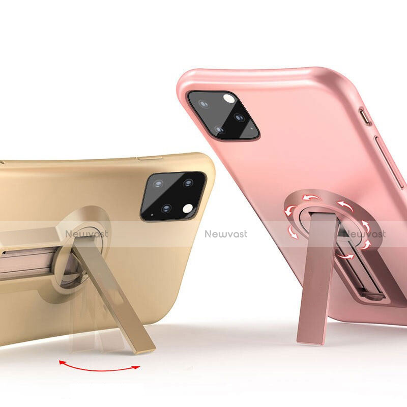 Silicone Matte Finish and Plastic Back Cover Case with Stand R01 for Apple iPhone 11 Pro Max