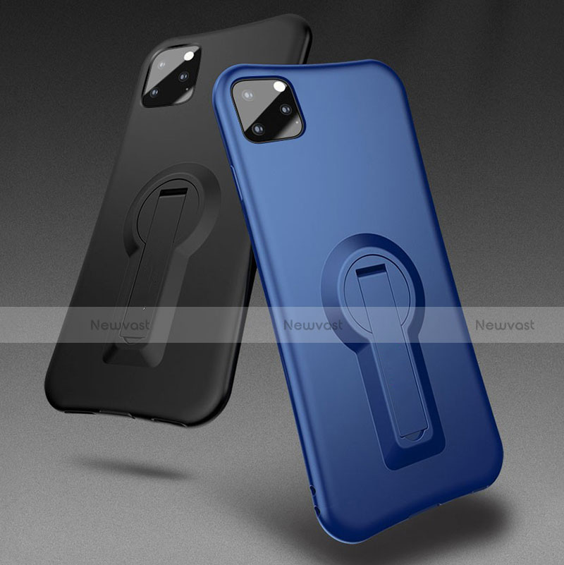 Silicone Matte Finish and Plastic Back Cover Case with Stand R01 for Apple iPhone 11 Pro Max